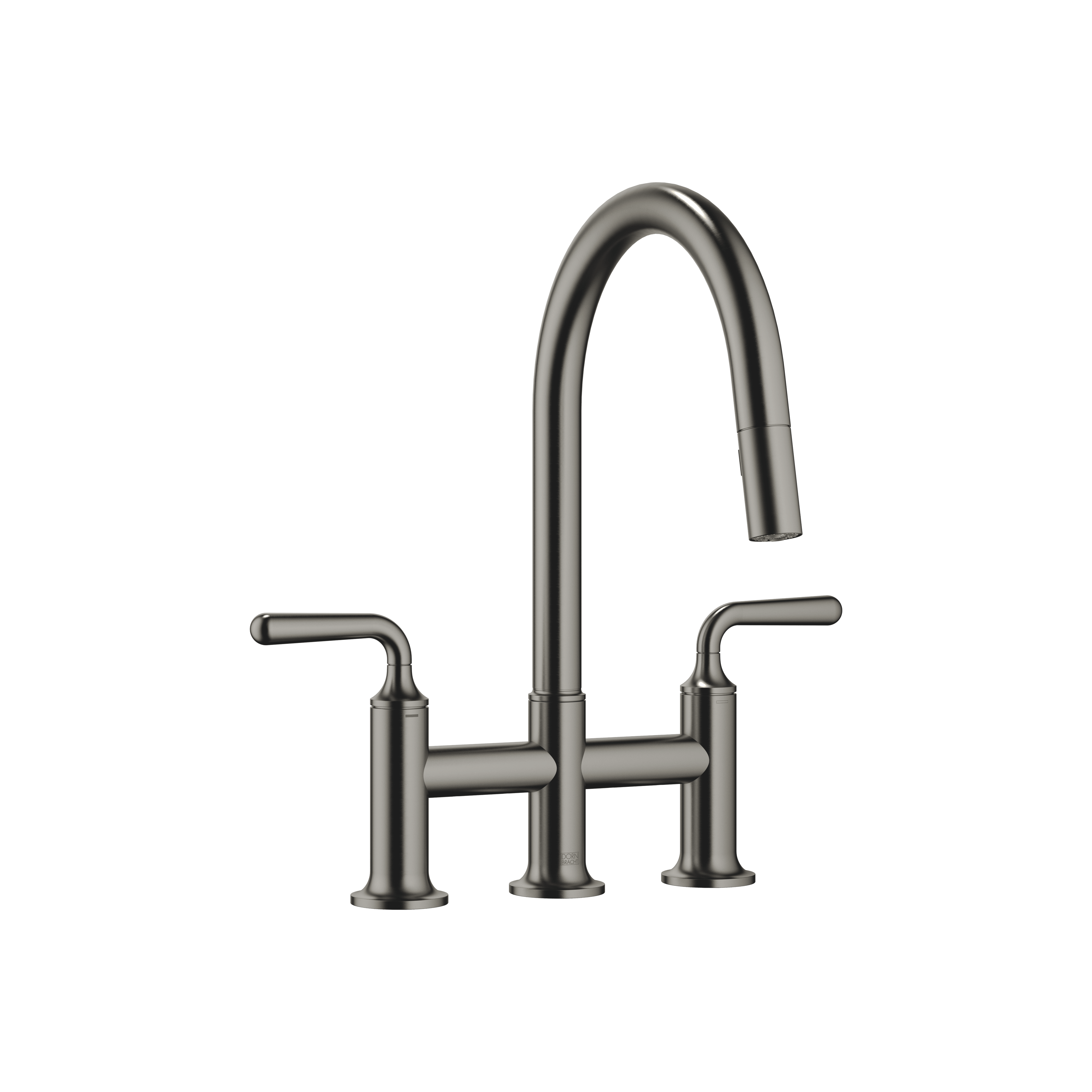 VAIA Three-hole bridge mixer Pull-down with spray function in Brushed Dark Platinum