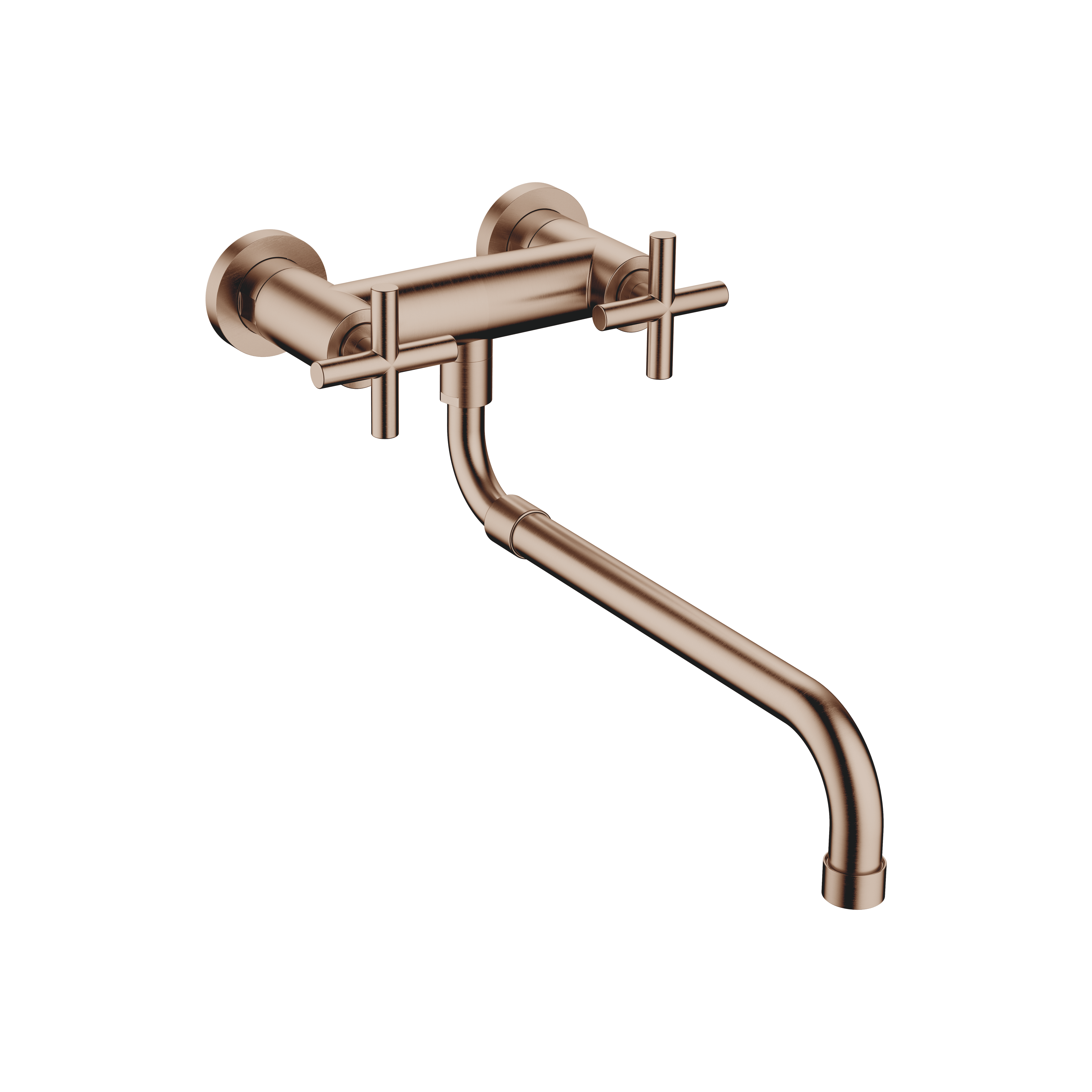 TARA Wall-mounted bridge mixer with extending spout in Brushed Bronze (PVD)