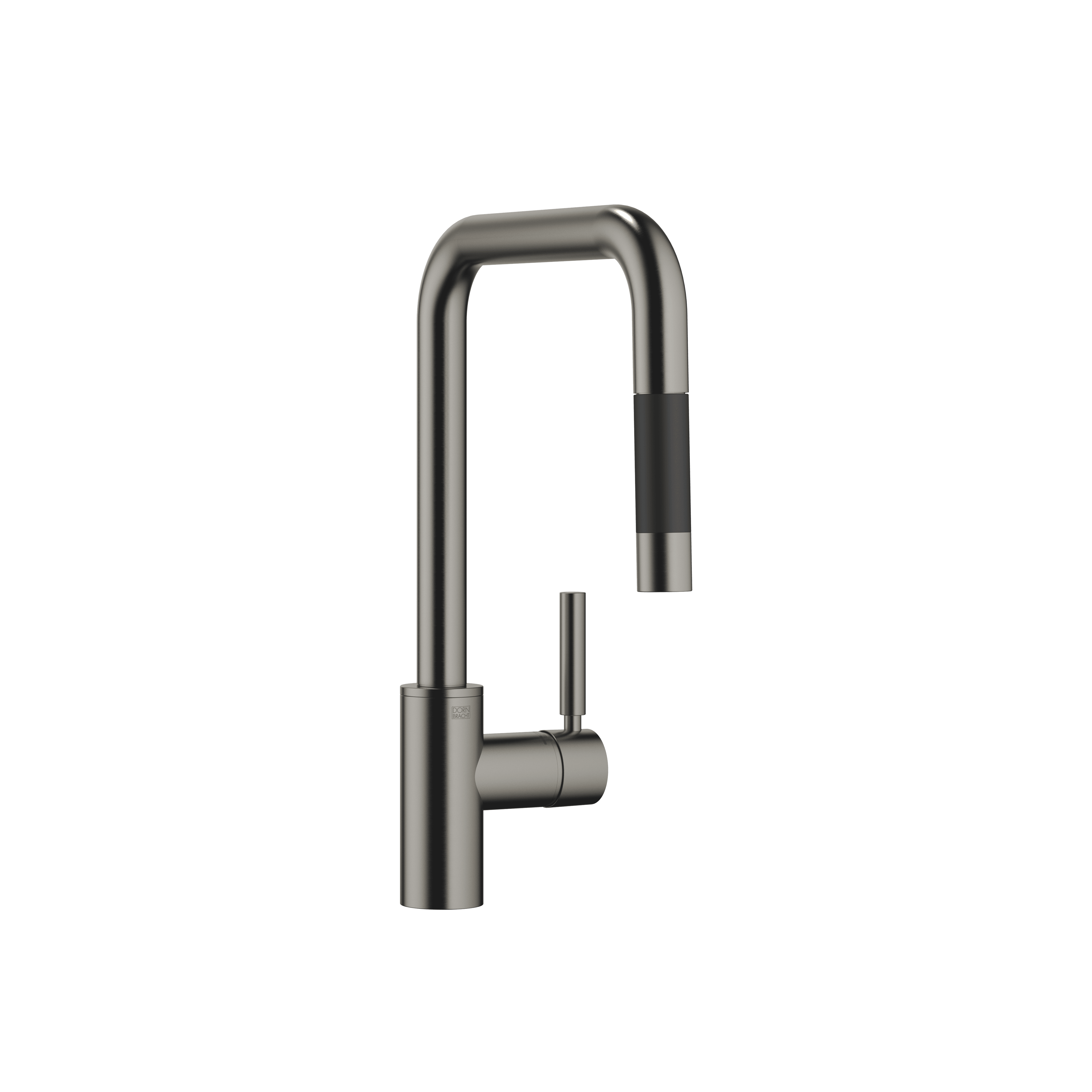 META SQUARE Single-lever mixer Pull-down with spray function in Brushed Dark Platinum