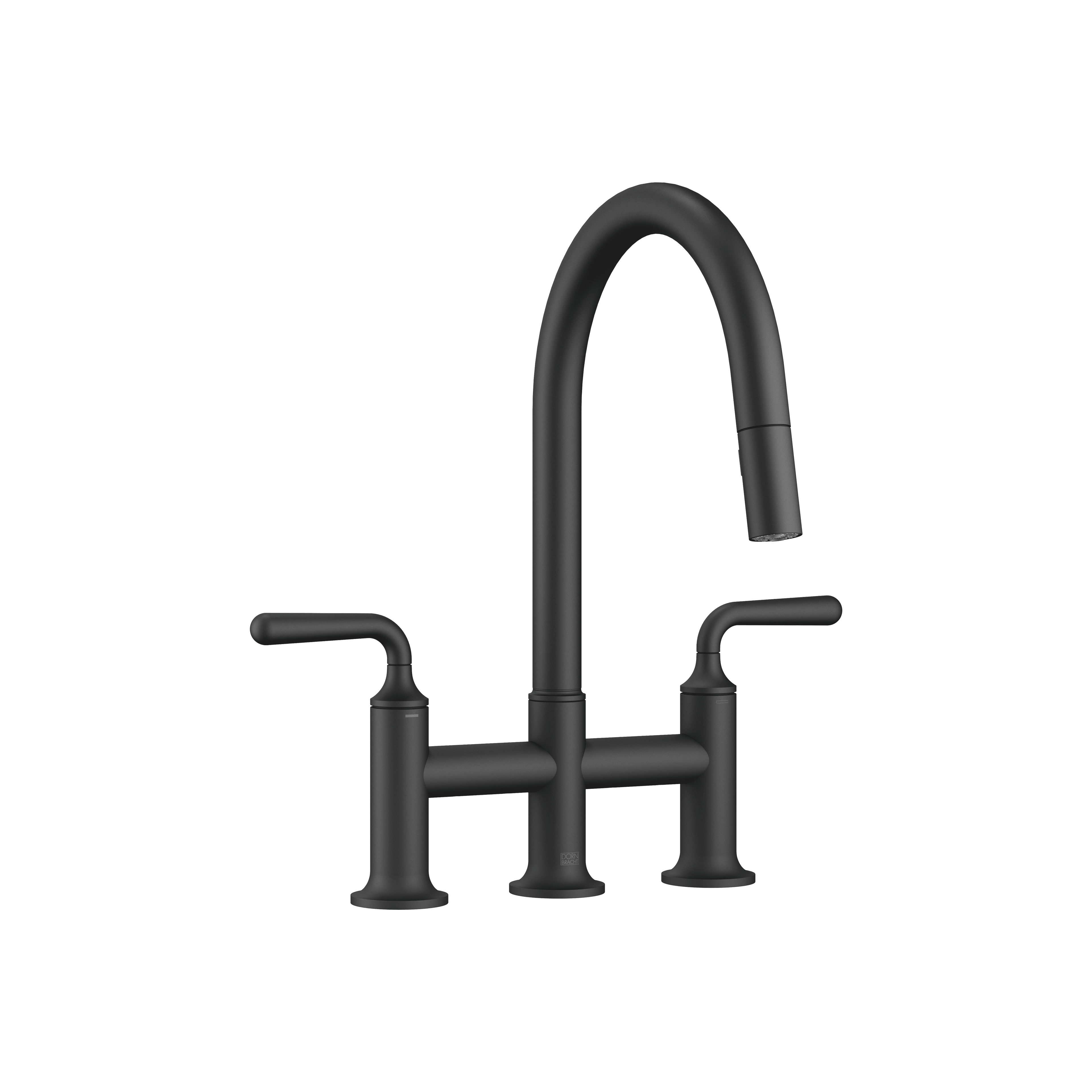 VAIA Three-hole bridge mixer Pull-down with spray function in Matte Black