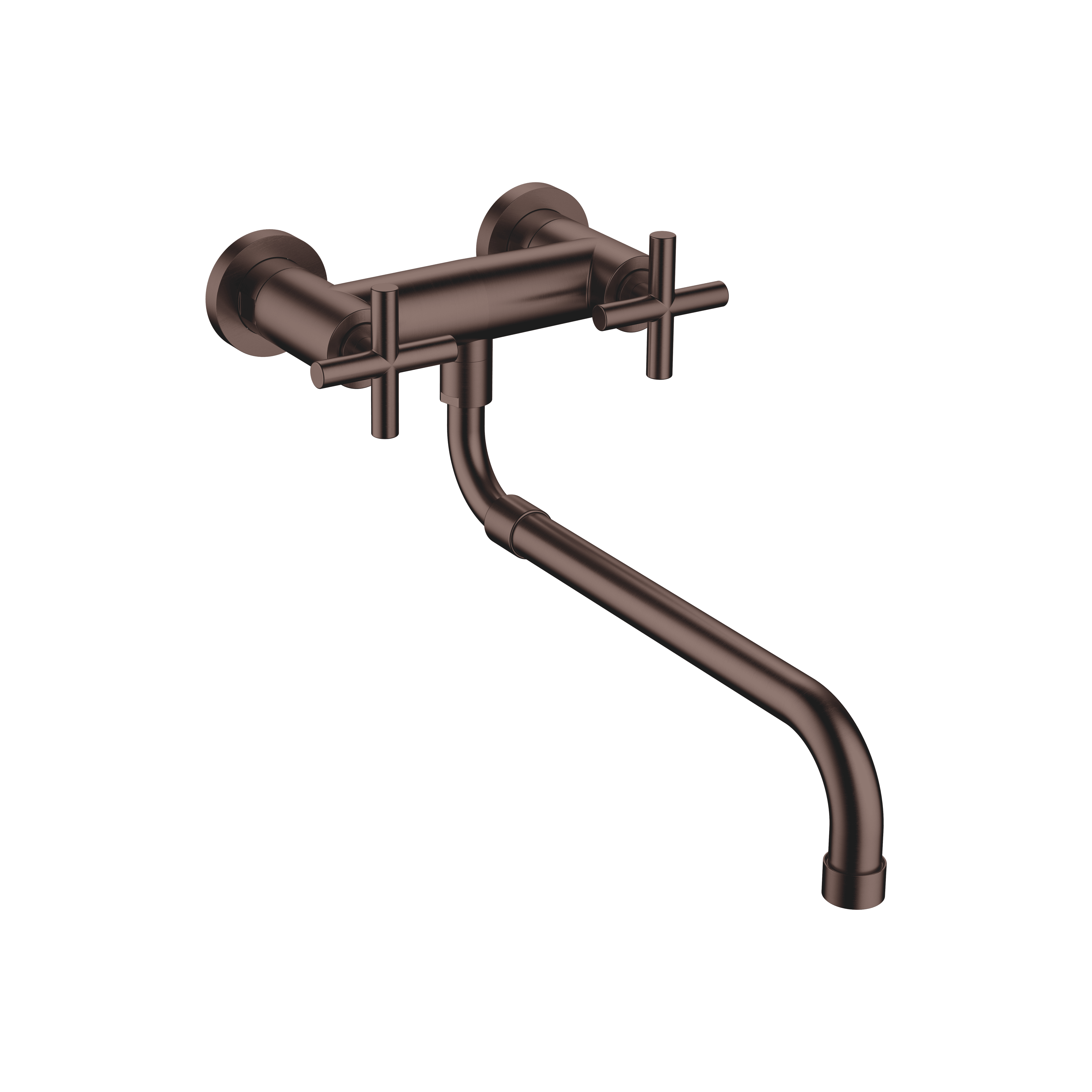 TARA Wall-mounted bridge mixer with extending spout in Brushed Dark Bronze (PVD)
