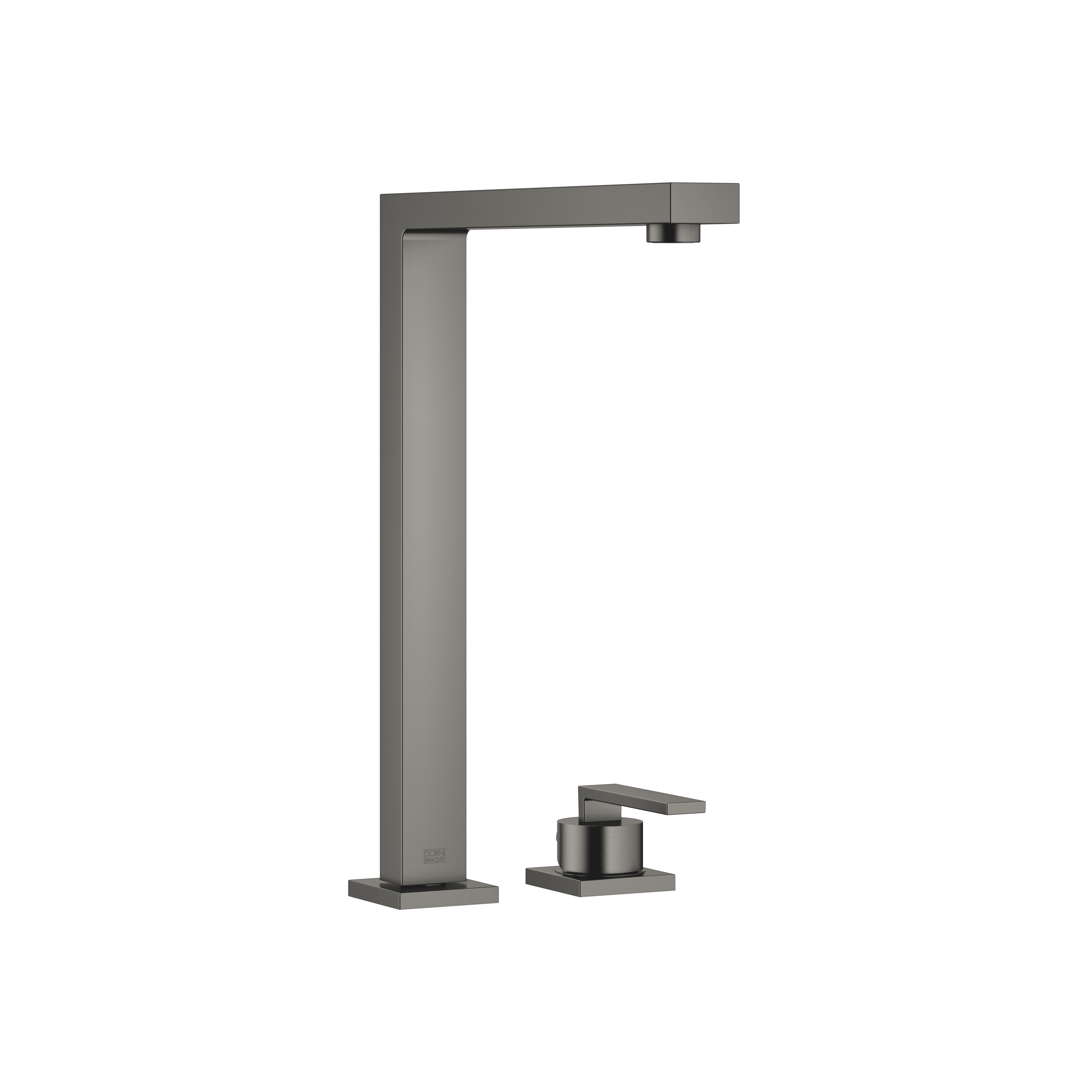 LOT Two-hole mixer with individual rosettes in Brushed Dark Platinum