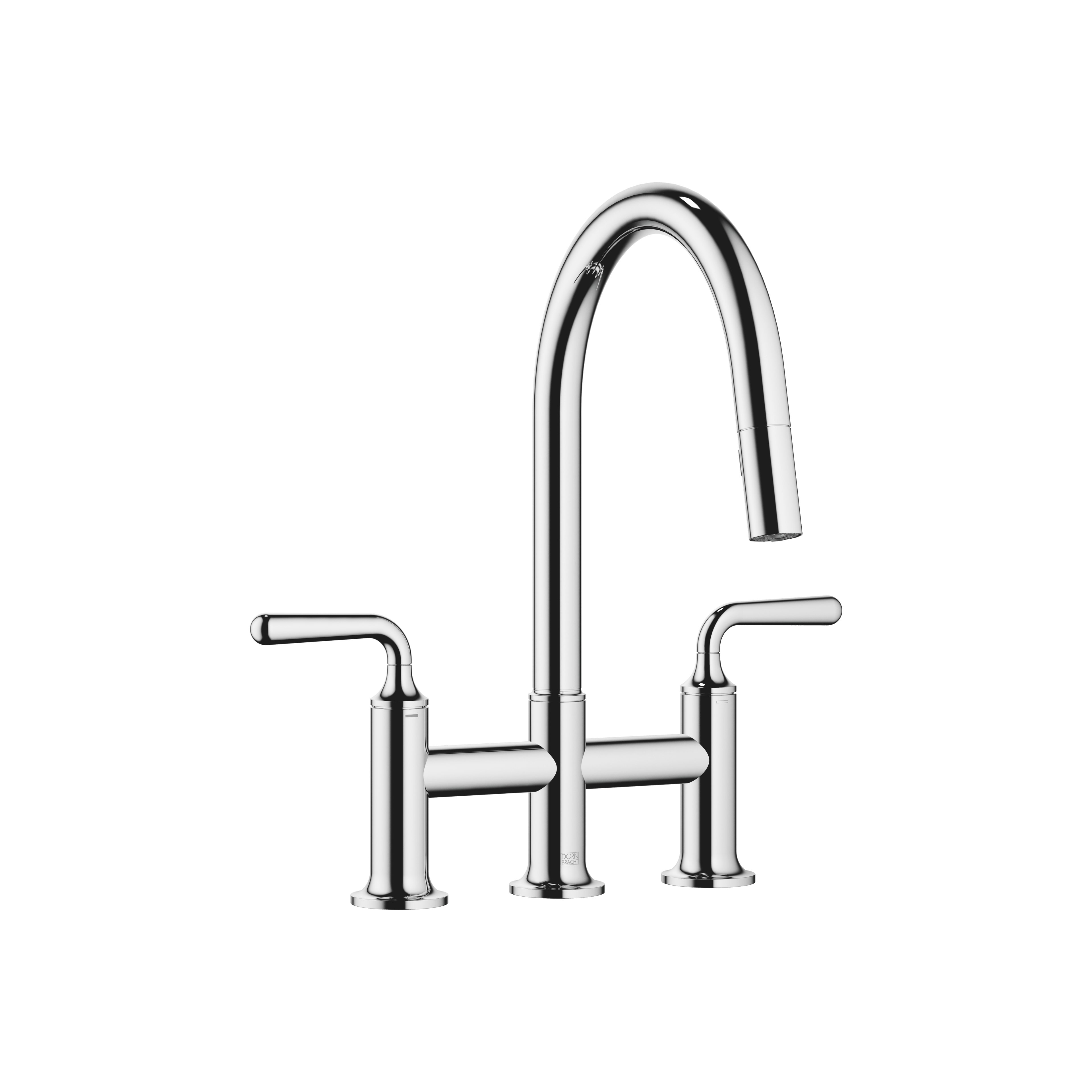VAIA Three-hole bridge mixer Pull-down with spray function in Chrome