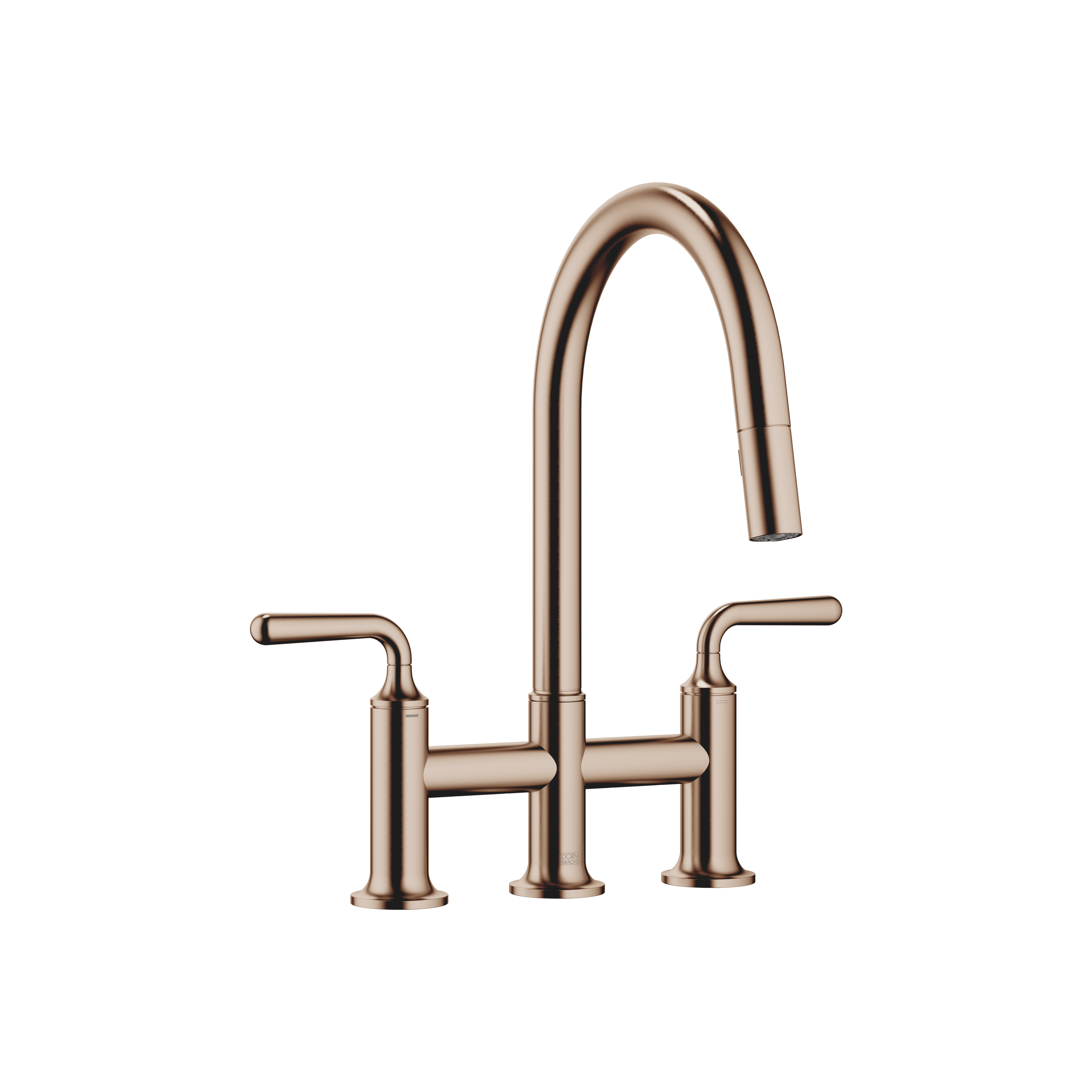 VAIA Three-hole bridge mixer Pull-down with spray function in Brushed Bronze (PVD)