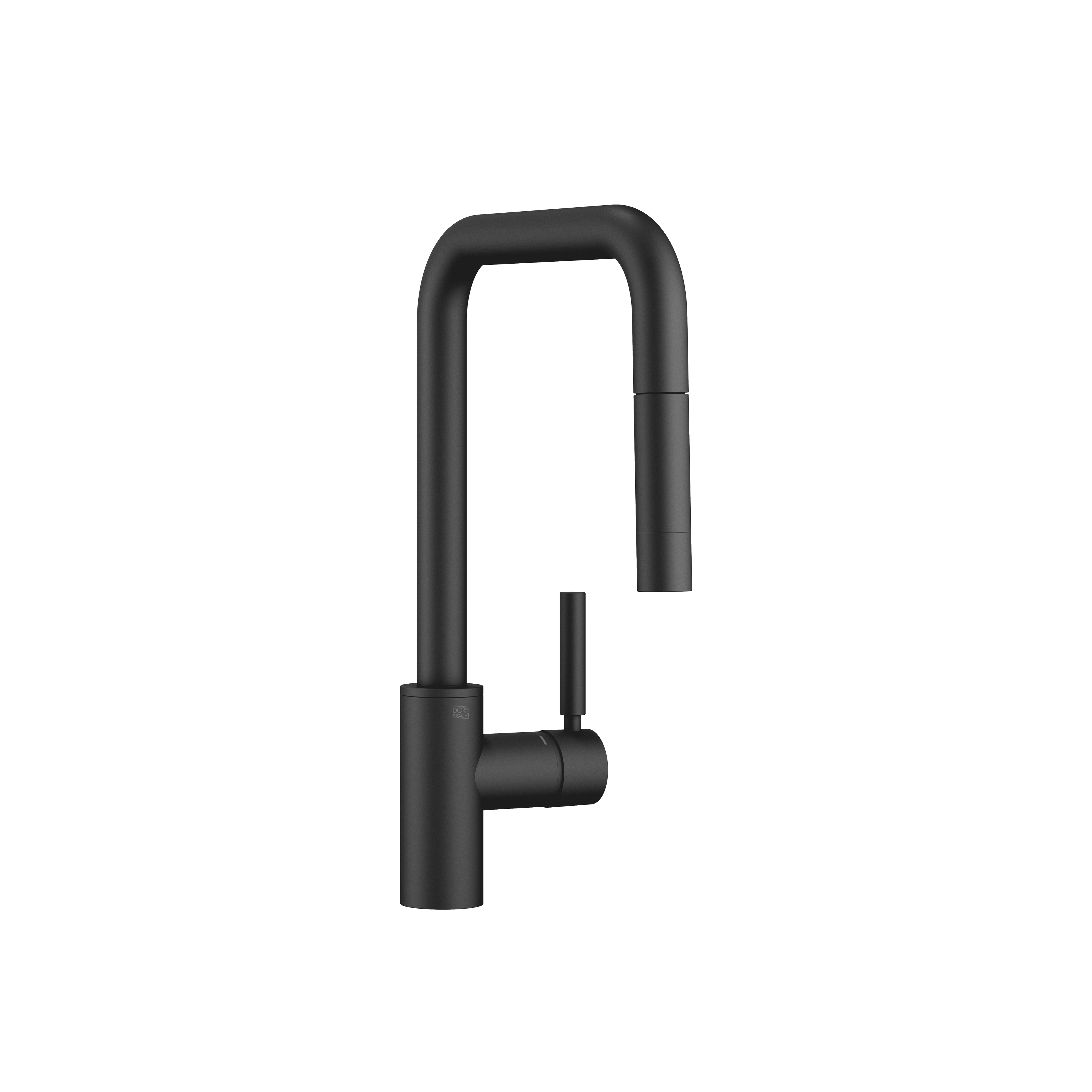 META SQUARE Single-lever mixer Pull-down with spray function in Matte Black