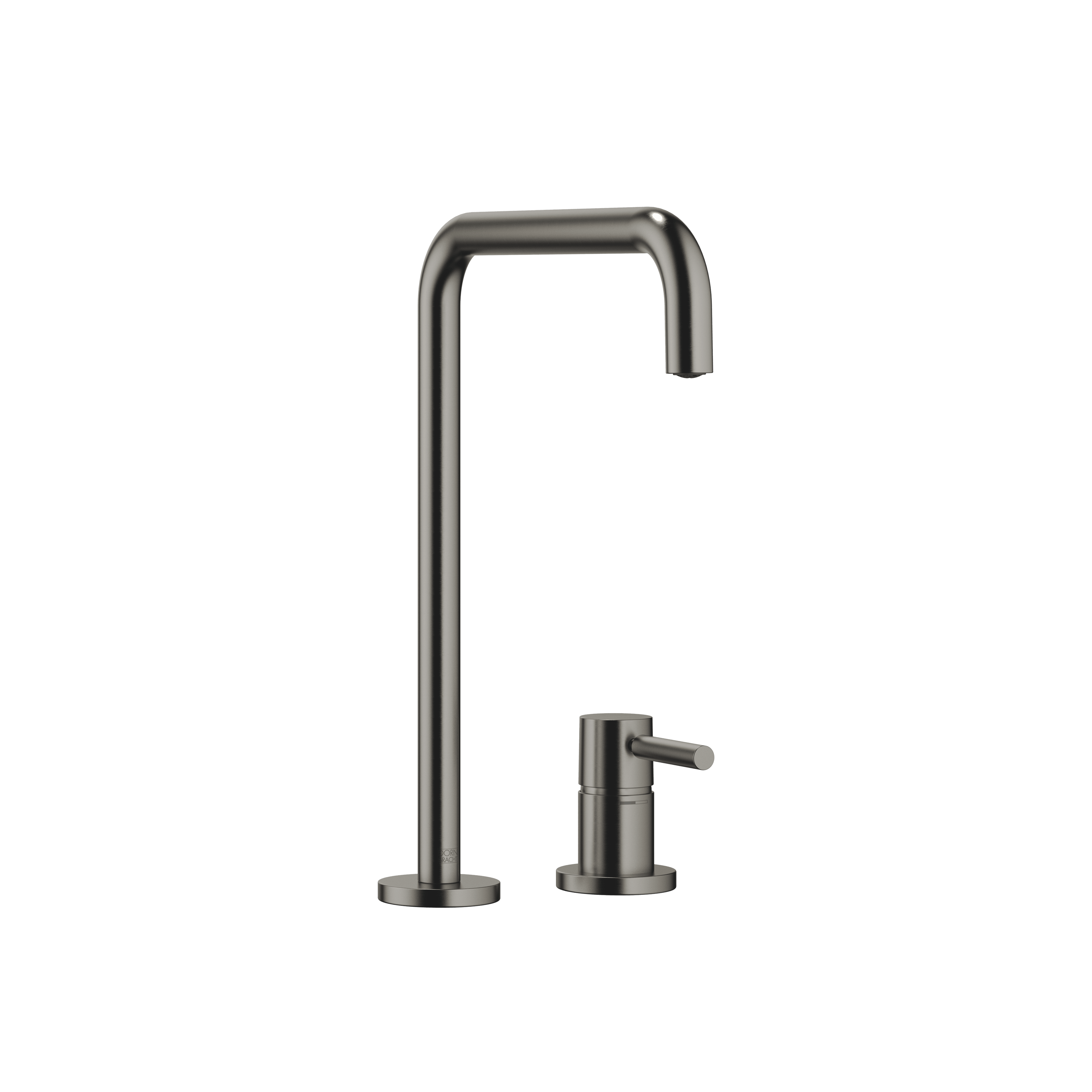 META SQUARE Two-hole mixer with individual rosettes in Brushed Dark Platinum