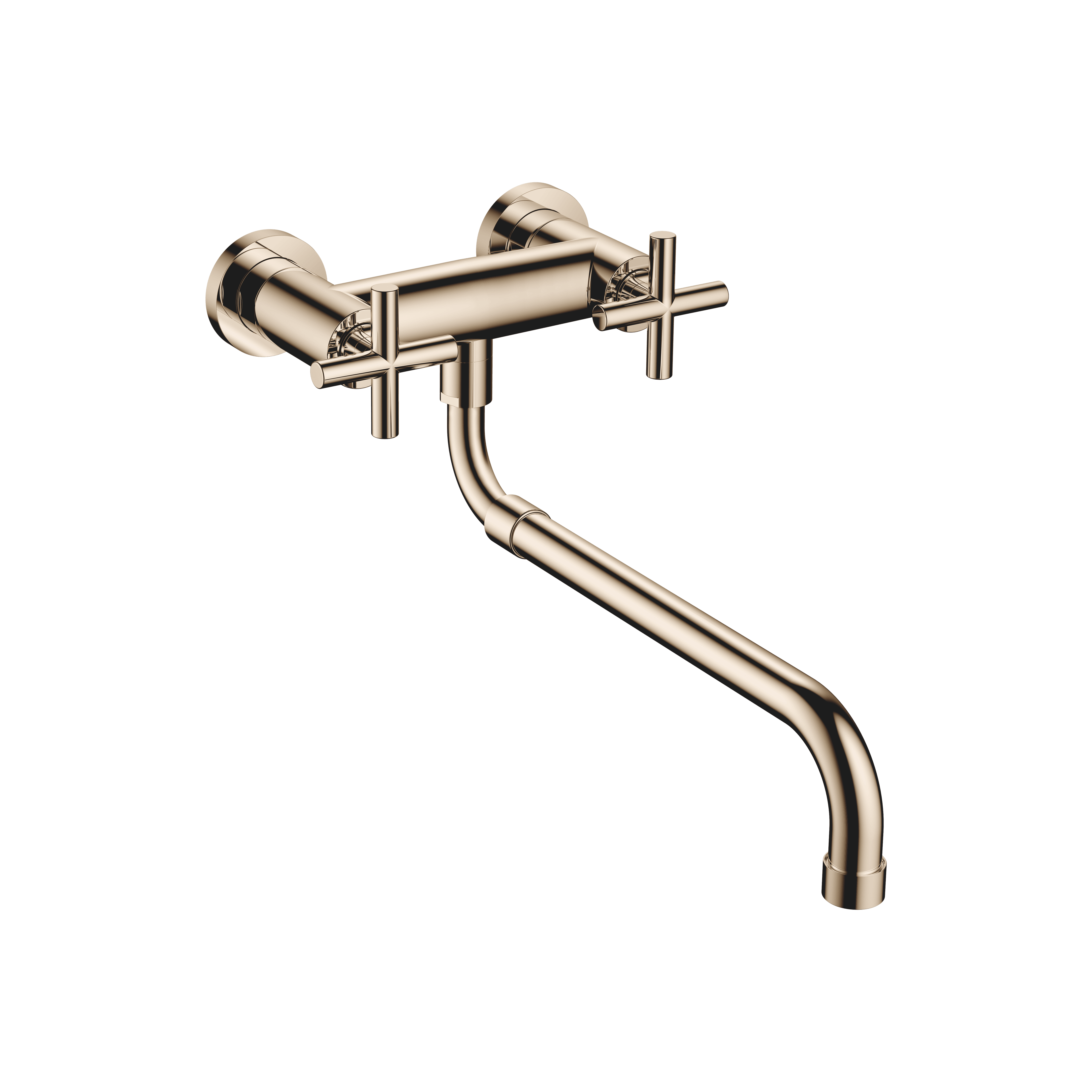 TARA Wall-mounted bridge mixer with extending spout in Champagne (22kt Gold)