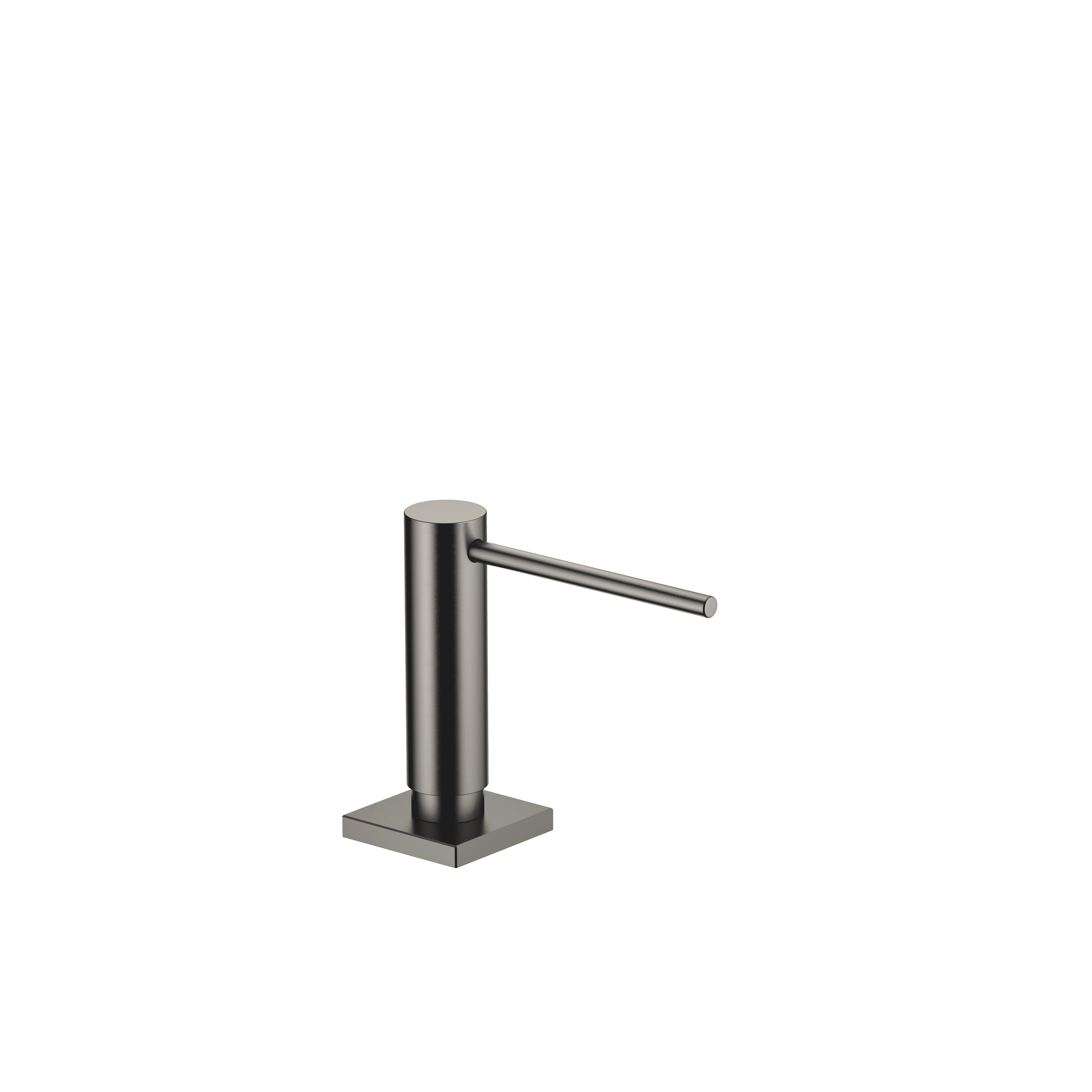 Dispenser with rosette in Brushed Dark Platinum