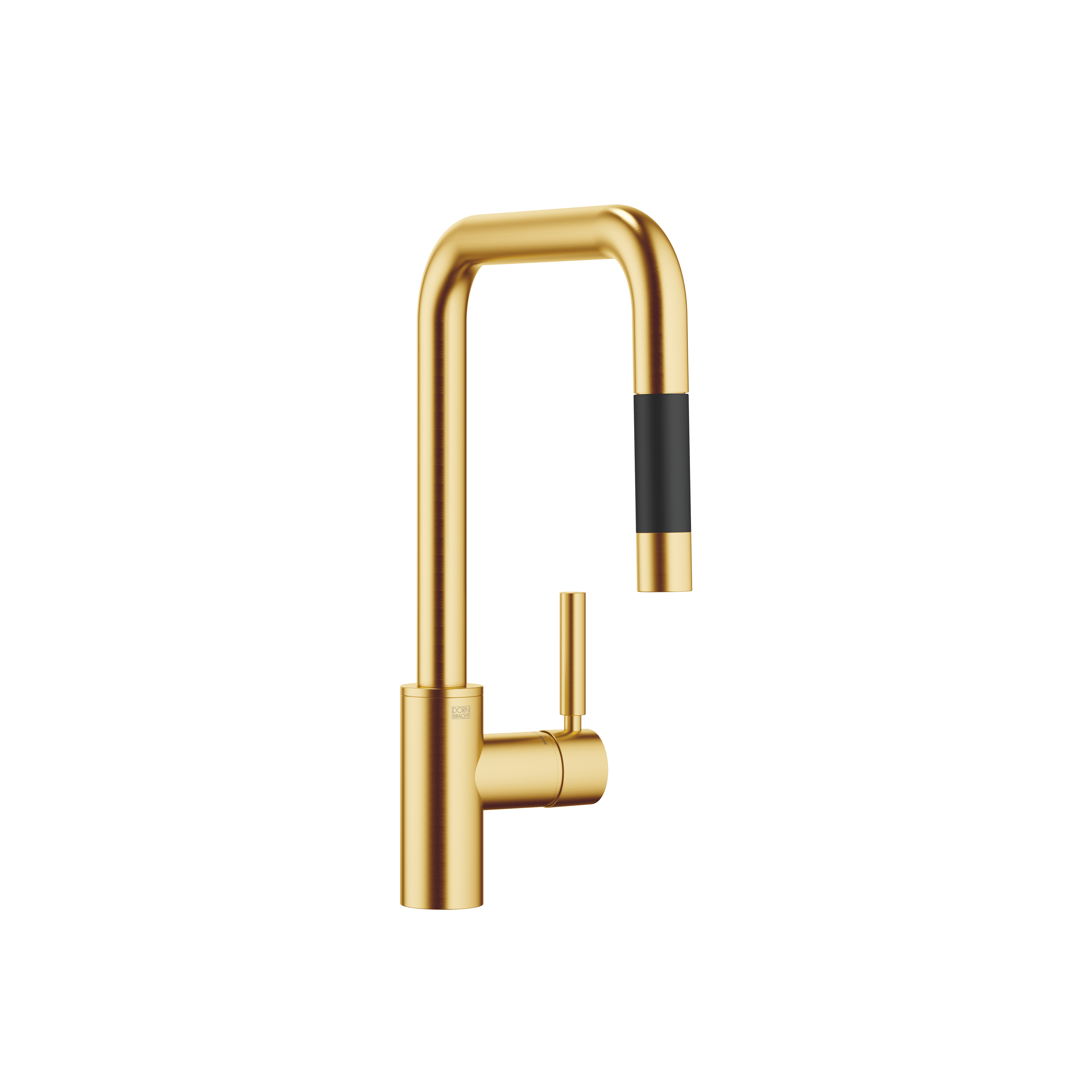 META SQUARE Single-lever mixer Pull-down with spray function in Brushed Durabrass (23kt Gold)