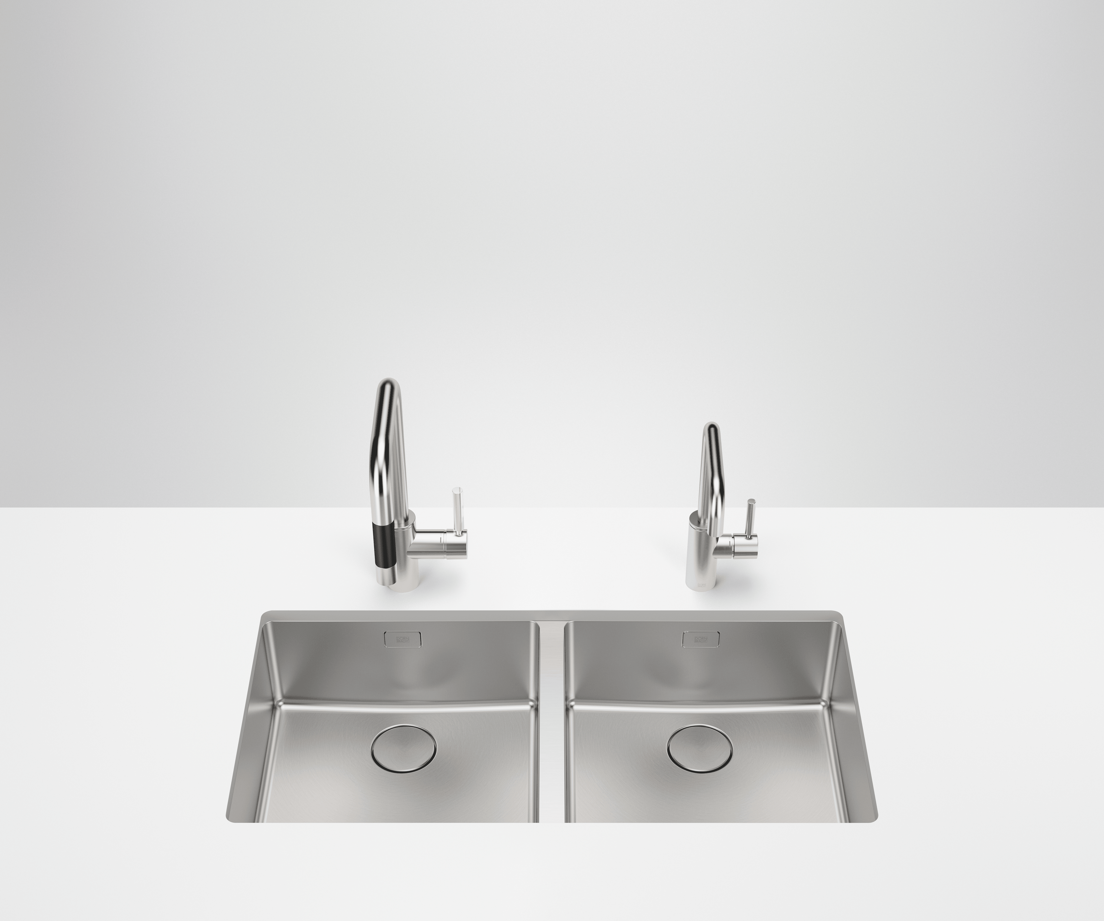 Double sink in Brushed Stainless Steel