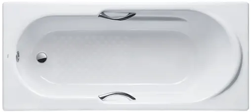 Enameled Cast Iron Bathtub w/out hand grip, 170L ( 1500W x 750D x 490H mm ) - WHITE