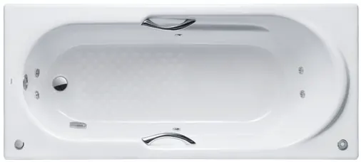 Enameled Cast Iron Non-apron Whirlpool Bathtub w/ Hand grips & Slip-resistant surface ( L ) - WHITE