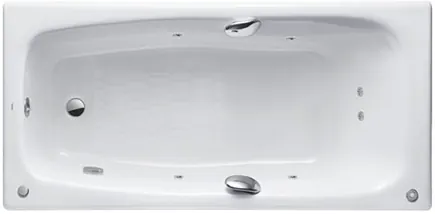 Enameled Cast Iron Non-apron Whirlpool Bathtub with Hand grips & Slip-resistant surface ( L ) - WHITE
