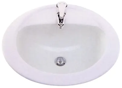 Self Rimming Lavatory 1 Tap Hole (540 x 490 mm) - WHITE