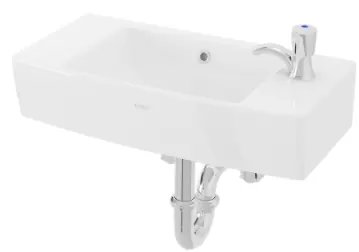 Wall Hung Lavatory 1 Tap Hole (Left) w/brackets (790 x 410 mm) - WHITE