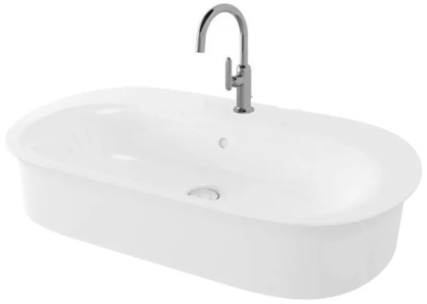 Hayon series Console Lavatory (1-tap hole with brackets) 690Wx420Dx130H mm - WHITE