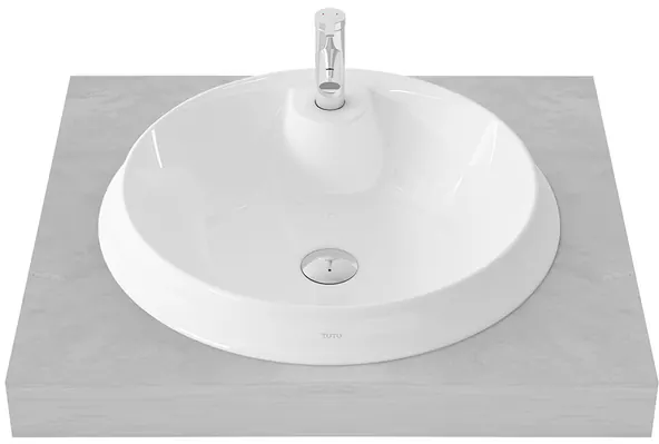 Semi Recessed Lavatory w/bracket (Ø = 500 mm, H = 165 mm) - WHITE