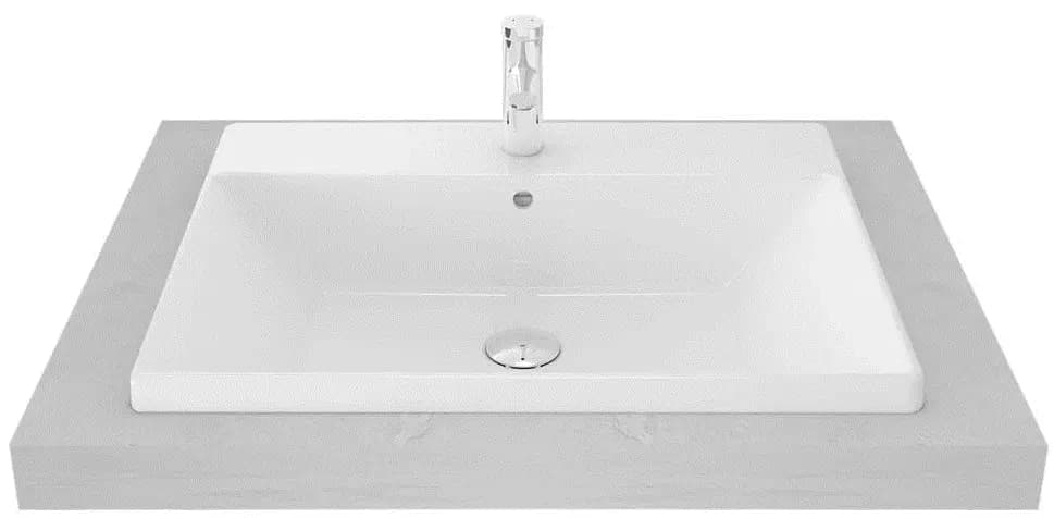 Self Rimming Lavatory 1 Tap Hole w/bracket (600 x 490 x 60 mm) - WHITE