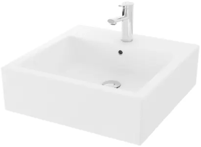 Console Lavatory 1 Tap Hole (505 x 505 x 155 mm) without overflow RING w/ brackets - WHITE