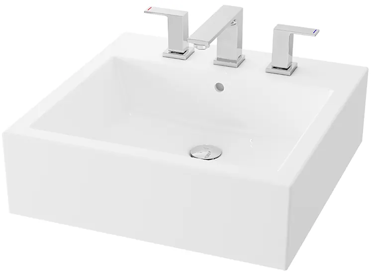 Wall Hung Lavatory 3 Tap Holes (505 x 505 x 155 mm) - WHITE