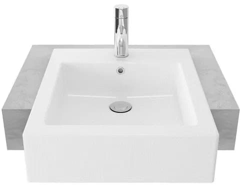Semi Recessed Counter Lavatory 1 Tap Hole (505 x 505 mm) - WHITE