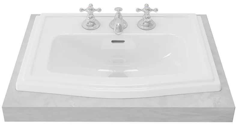 "Clayton" Self Rimming Lavatory 3 Tap Holes (635 x 462mm) - WHITE