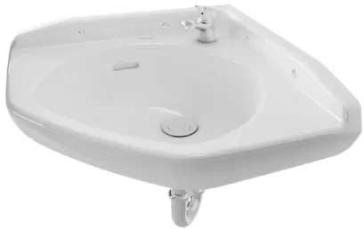 Corner Lavatory 1 Tap Hole (660 x 475 mm) - WHITE