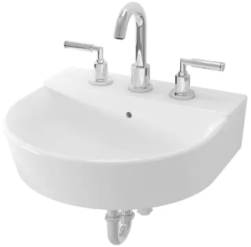 "Omni+" Wall Hung Lavatory 3 Tap Holes w/bracket (455 x 430 x 180mm) - WHITE