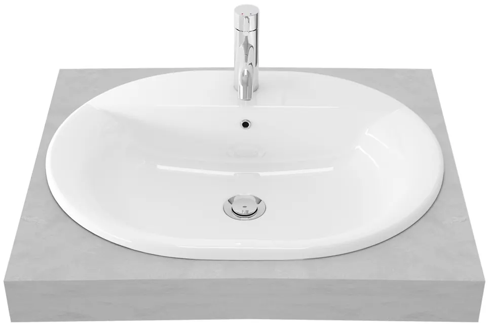 "Omni+" Self Rimming Lavatory 1 Tap Hole (595 x 485 x 170mm) - WHITE