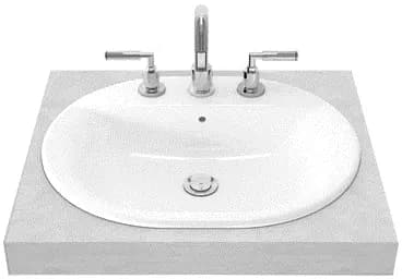 "Omni+" Self Rimming Lavatory 3 Tap Holes (595 x 485 x 170mm) - WHITE