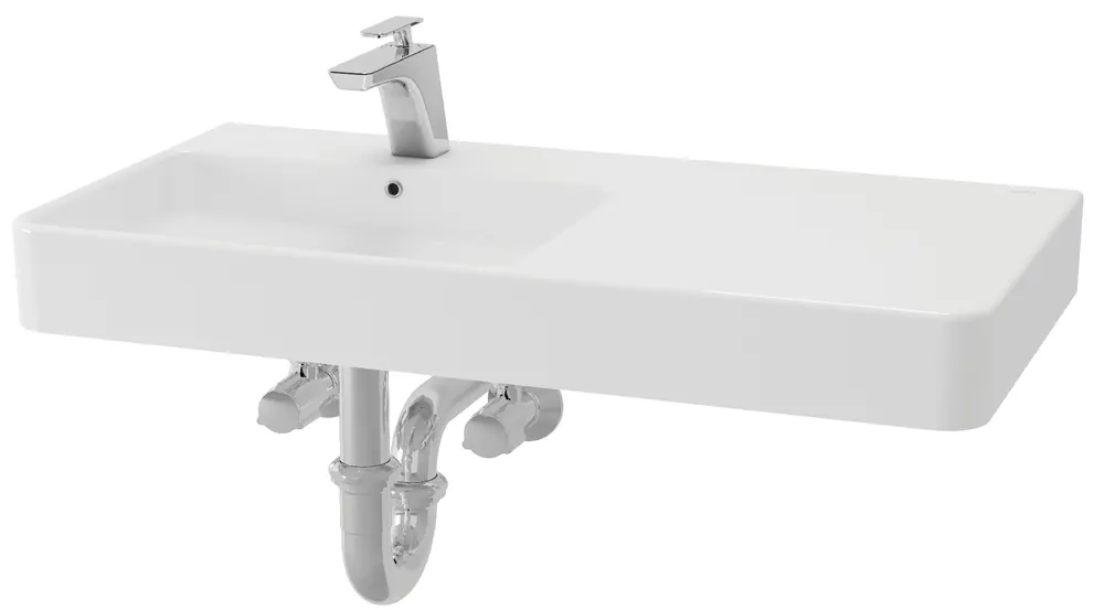 Toja Wall Hung Lavatory 3 Tap Holes (Left) w/bracket (900 x 460 x 100mm) - WHITE