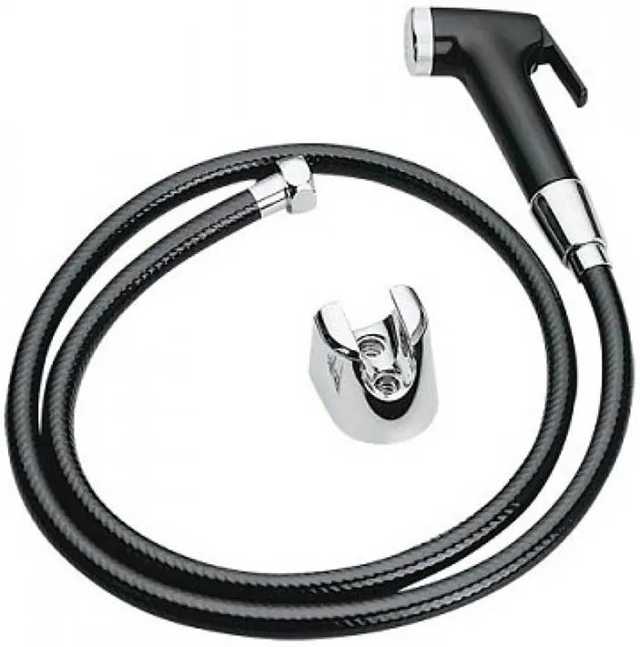 Shower Spray W/Flexible Hose, Black - CHROME