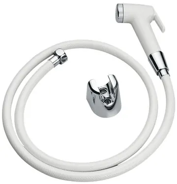 "Ego" Shower Spray Head W/Flexible Hose, White - WHITE