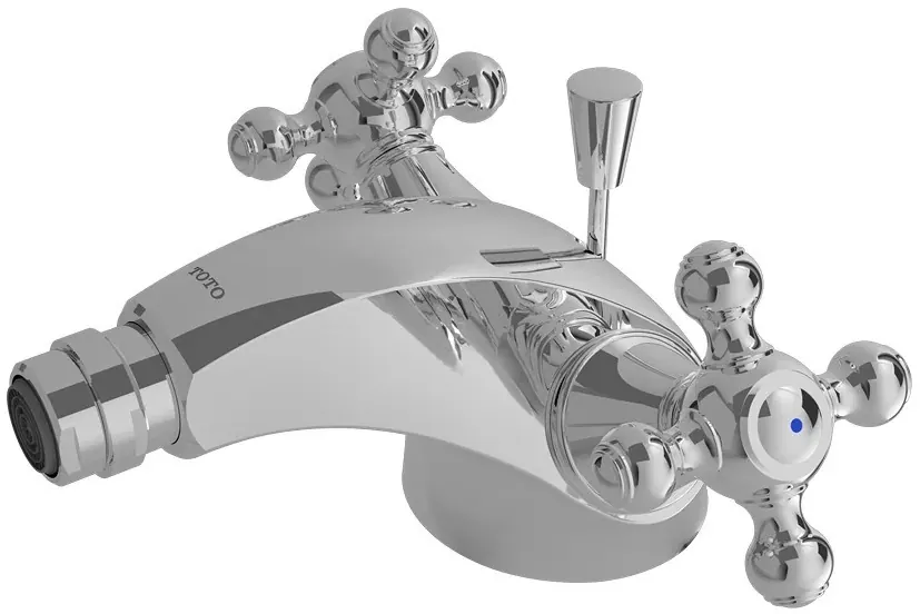 "Curio" Cross Handle Single Hole Bidet Faucet W/ 1 1/4" Pop-Up Waste - CHROME