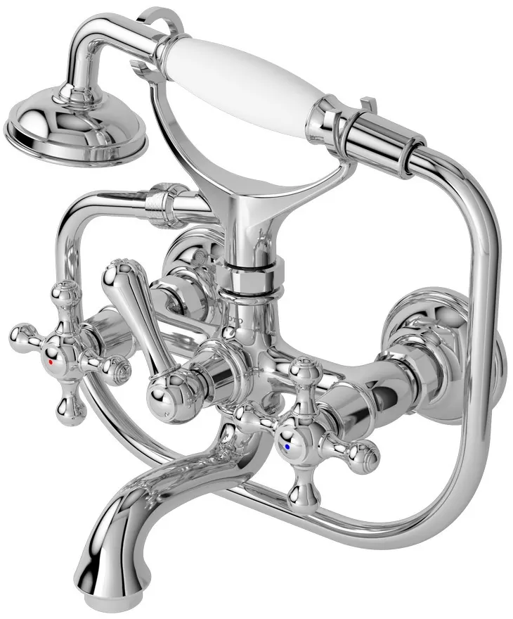 "Curio" Cross Handle Combination Bath & Shower Set - CHROME