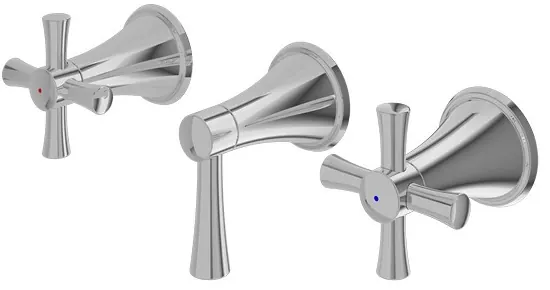 "Gloria" Cross Handle Mixing Valve for Bath & Shower W/Diverter - CHROME