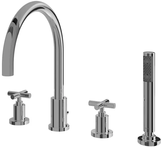"Ego II" Cross Handle 4 Holes Bath & Shower Set - CHROME