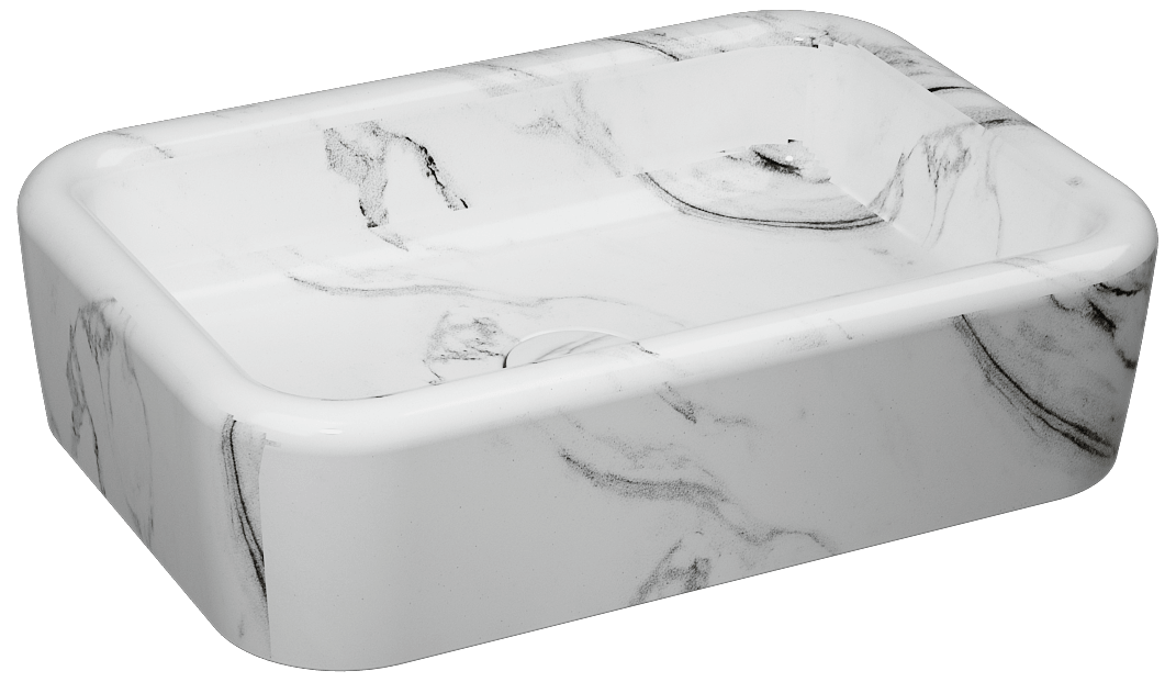 Isvea Curvo Patterned Washbasin 60 cm - marmo white