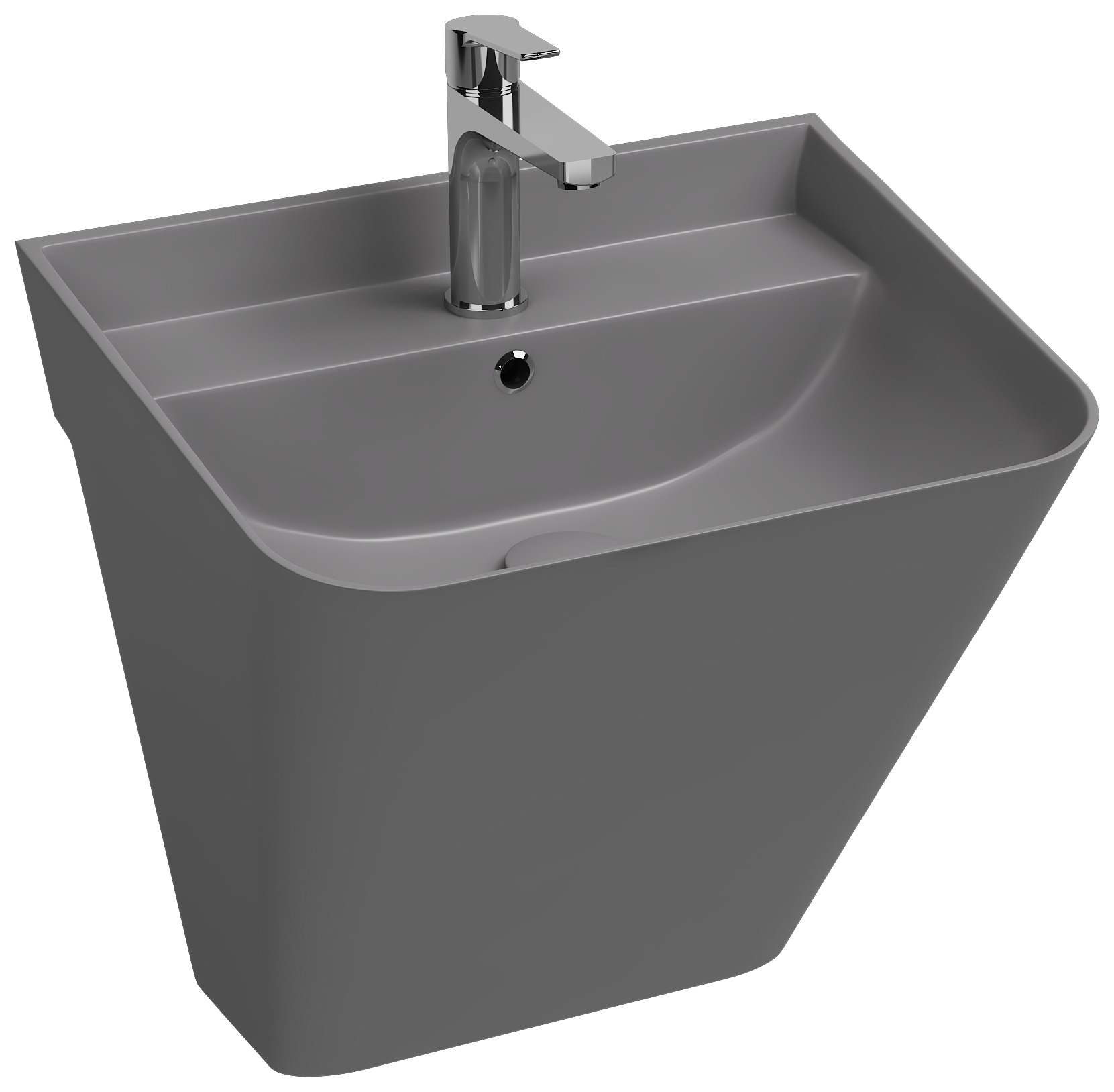 Isvea Sott'Aqua Wall-Hung Monobloc Washbasin 50 cm Stone Gray - stone grey