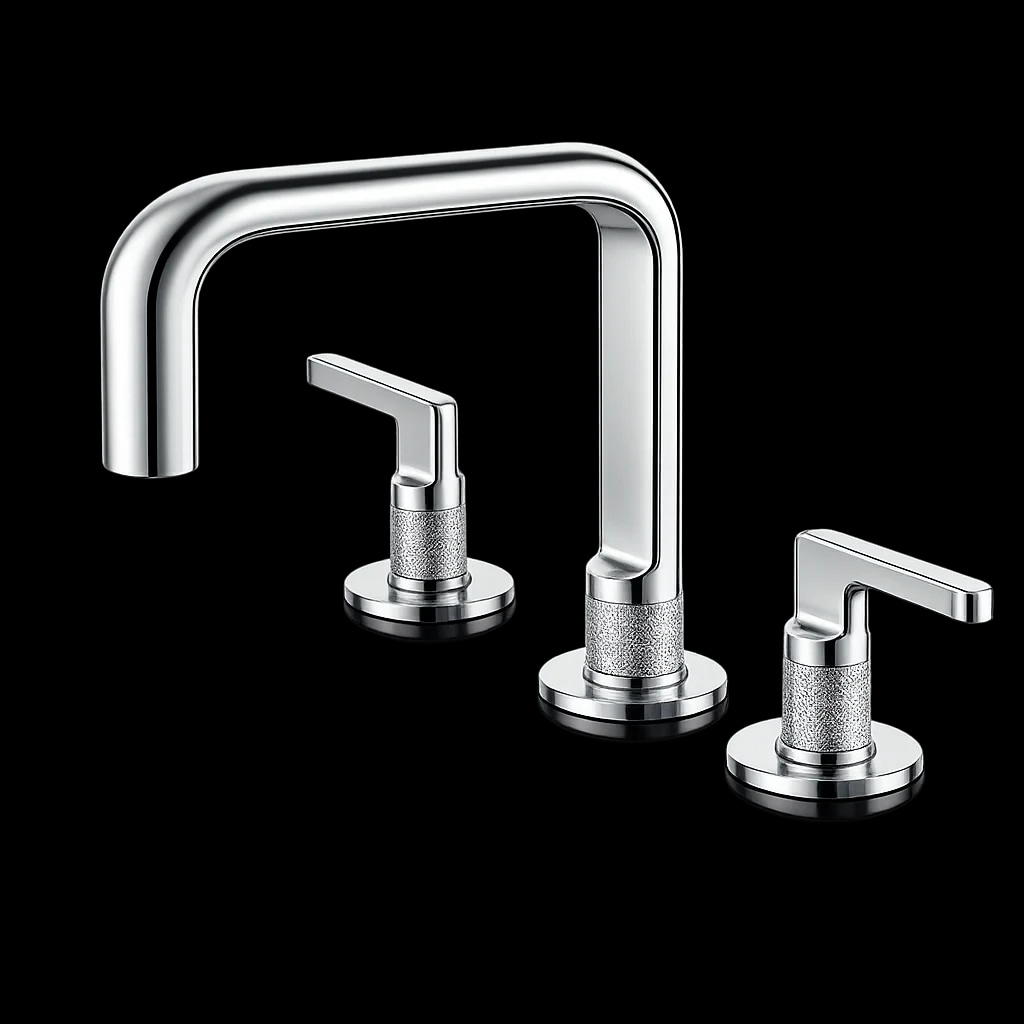 Oceandell Three-Hole Widespread Basin Mixer MHA-0001-RGM in Rose Gold Mirror (RGM)