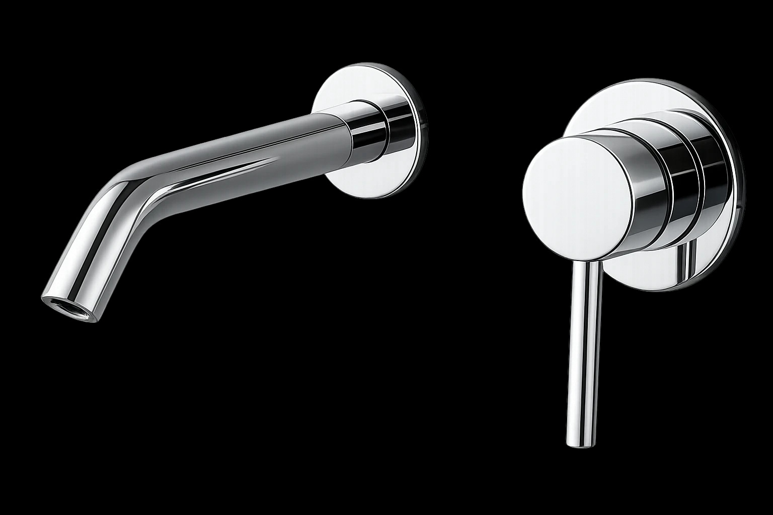 Oceandell Wall-Mounted Basin Mixer MWA-0104-GB in Glossy Black – Mirror (GB)