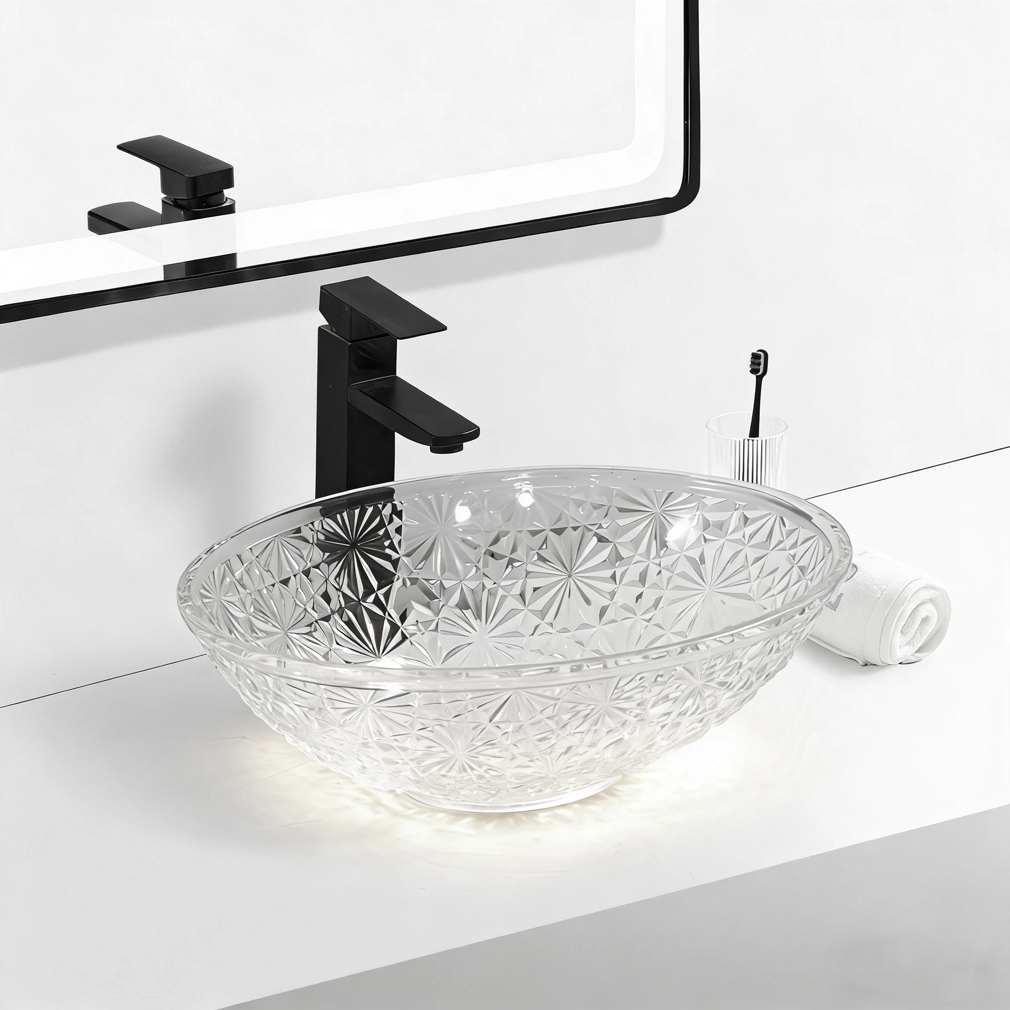 Oceandell Oval Cut-Glass Countertop Washbasin BSA-0007