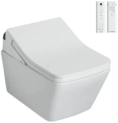 TOTO Square Shaped Wall Hung Toilet ( Cefiontect ) P-Trap 220mm, 4.5L/3L (Not for flush valves) CW522ME5UNW1