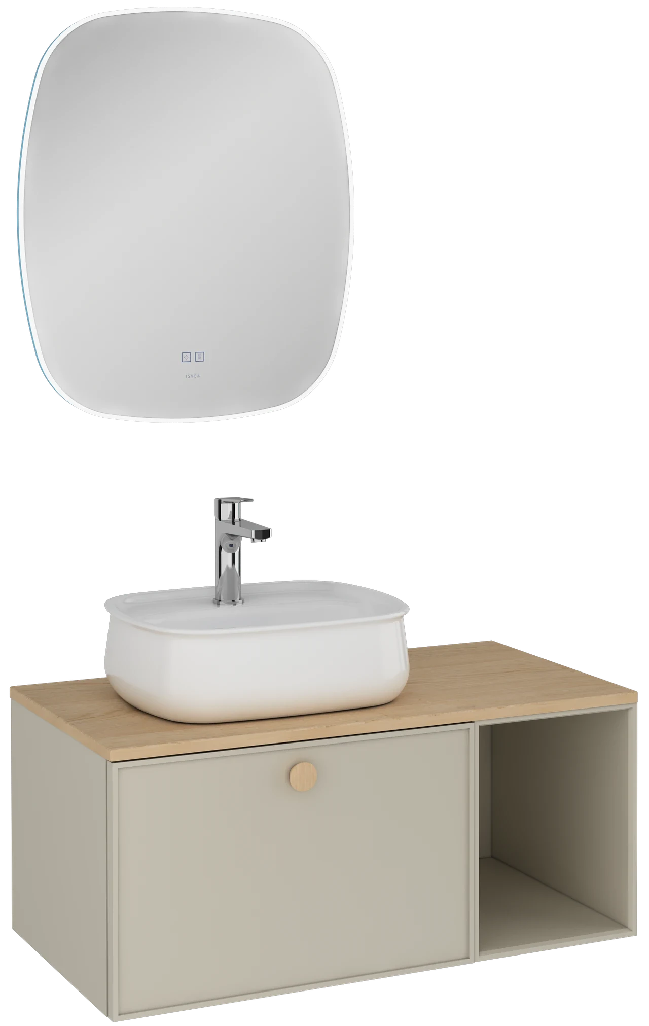 Isvea Mondo Single Drawer Washbasin Unit Pebble Gray 90 cm 21MDS713090I
