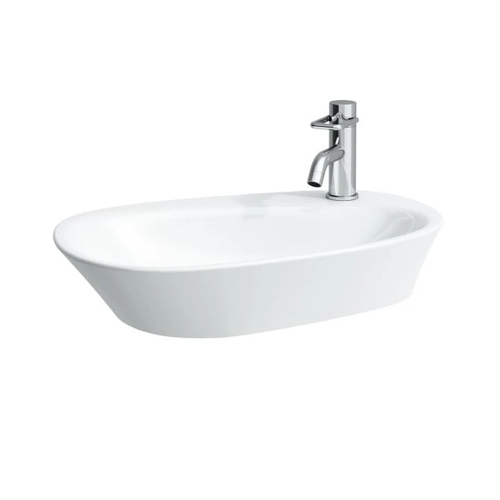 LAUFEN Washbasin-bowl 60 × 40 cm, with semi-wet area and tap bank H816803