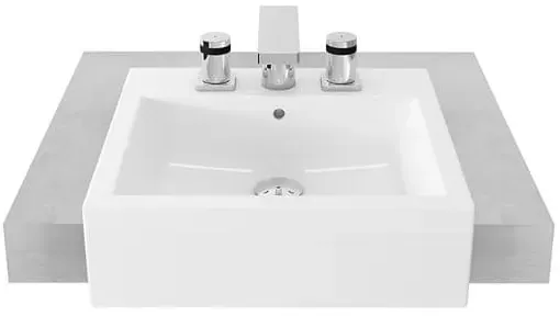 TOTO Semi Recessed Counter Lavatory 3 Tap Holes (505 x 505 mm) LW641NJ#W