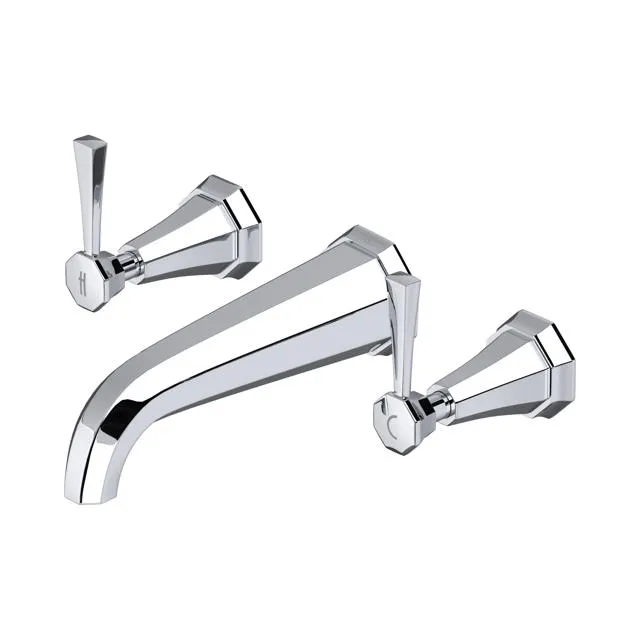 Perrin & Rowe Three hole wall mounted basin mixer with lever handles 3170