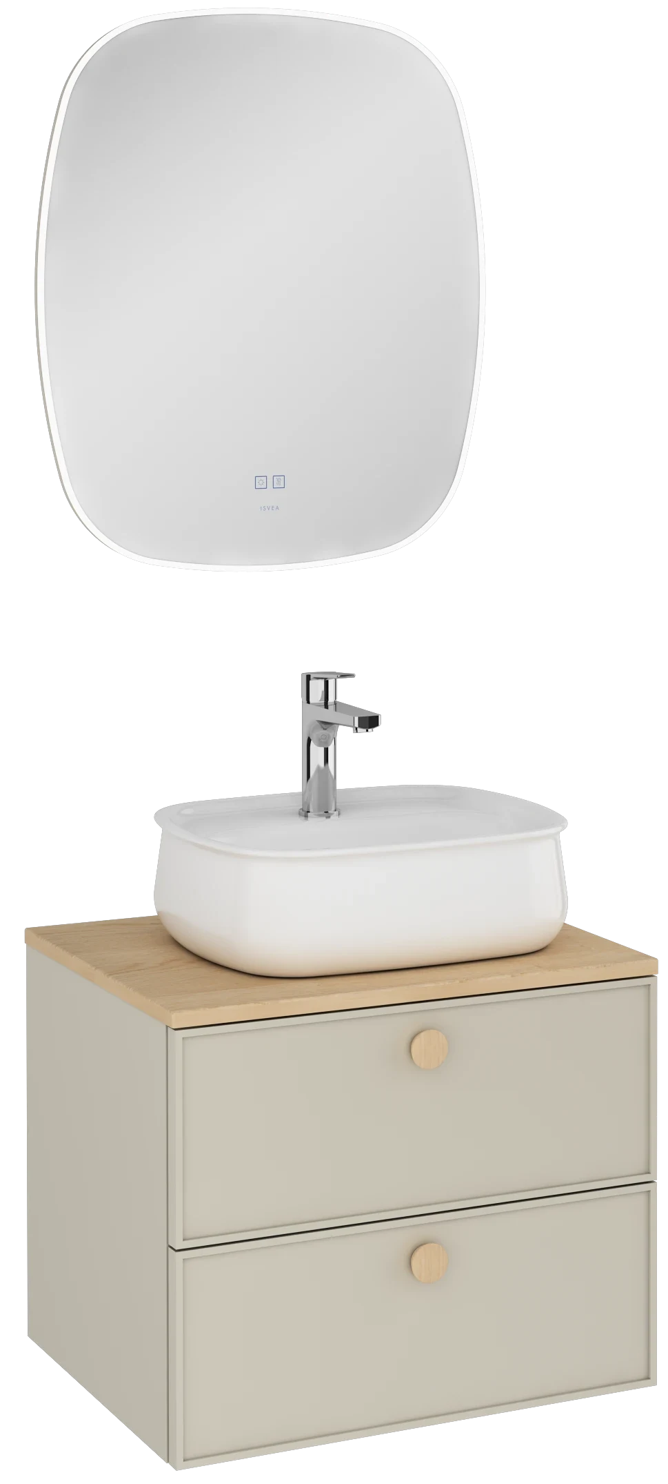 Isvea Mondo Double Drawer Washbasin Unit Pebble Gray 60 cm 21MDS712060I