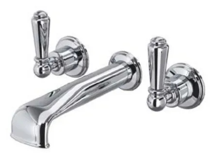 Perrin & Rowe Three hole wall mounted bath filler with lever handles 3580