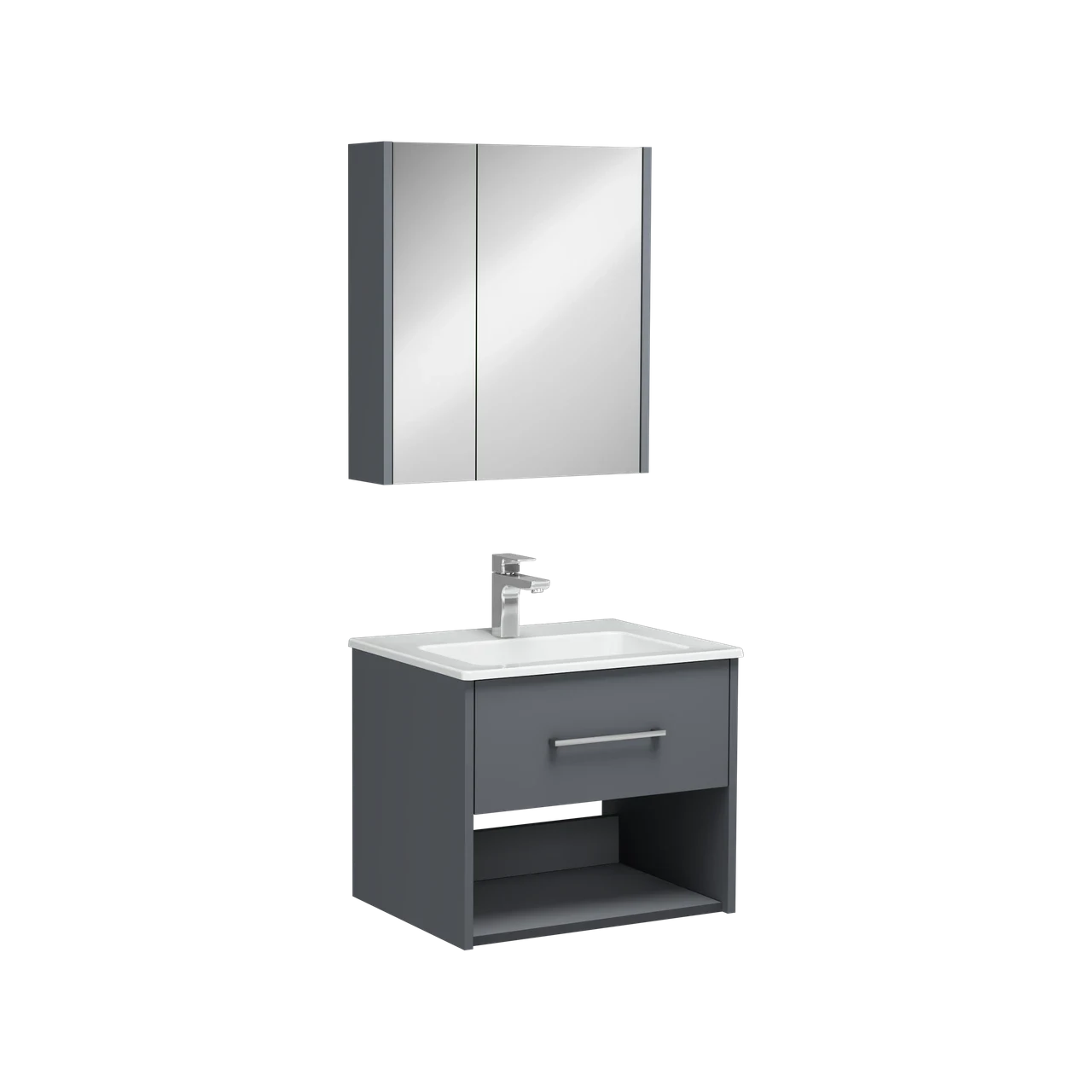 Isvea Combinato Washbasin Cabinet Single Drawer Anthracite 60 cm 22CMS310060I